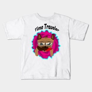 Time traveler pug Kids T-Shirt